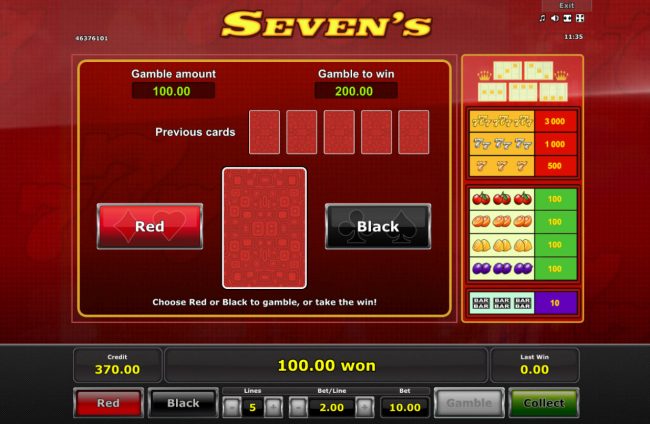 Red or Black Gamble feature