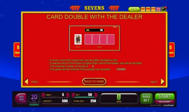 Card Double with the Dealer Rules