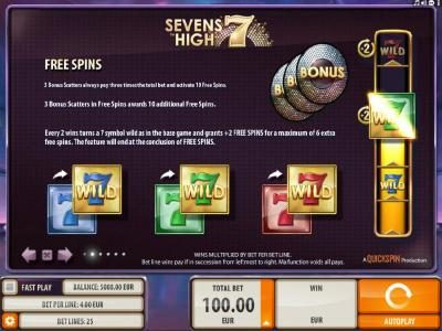 Free Spins - three Bonus Scatters always pay three times the total bet and activate 10 Free Spins.