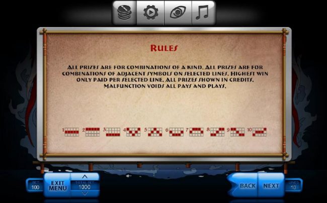 General Game Rules and Payline Diagrams 1-10