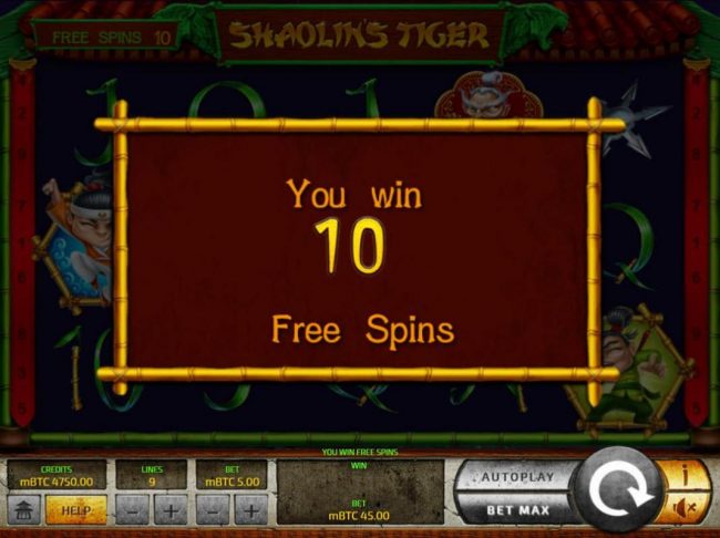 10 Free Spins Awarded.