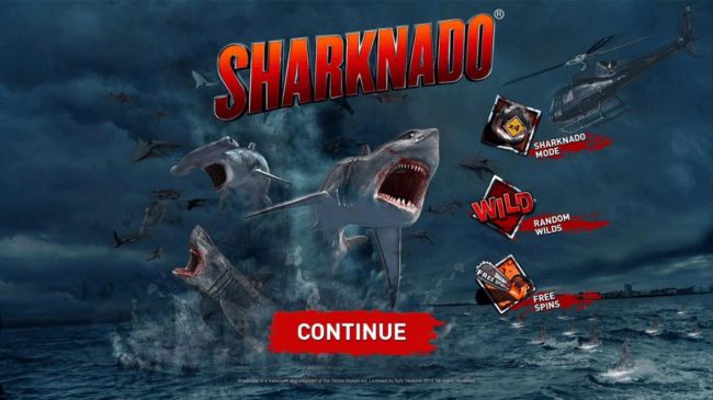 Game features include: Sharknado Mode, Random Wilds and Free Spins.