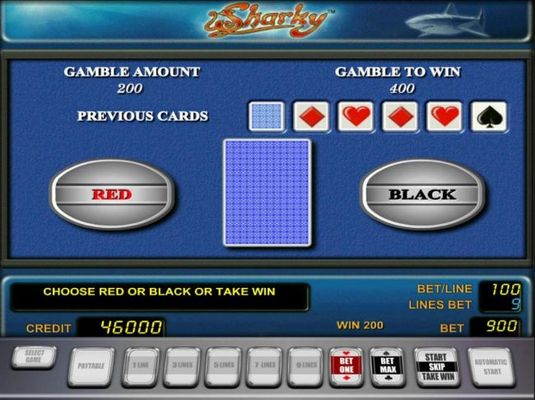 Gamble Feature - To gamble any win press Gamble then select Red or Black.