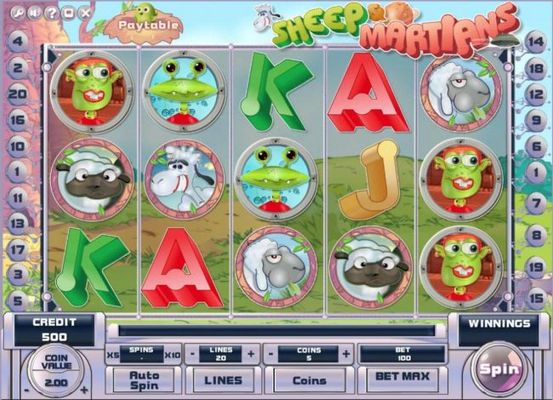 A farm animal themed main game board featuring five reels and 20 paylines with a $250,000 max payout.