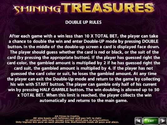 Double Up Gamble Feature Rules