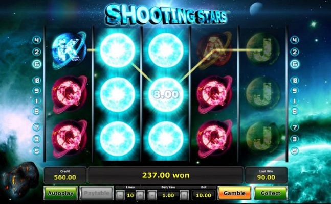 A 237.00 big win triggered during the Shooting Star Bonus.