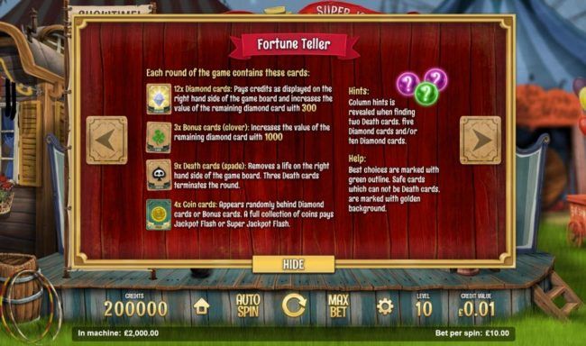 Fortune Teller Bonus Game Rules