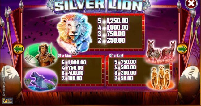 High value slot game symbols paytable