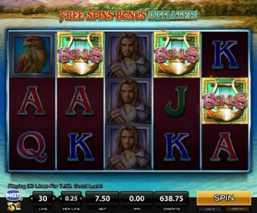 Three bonus symbols triggers free spins