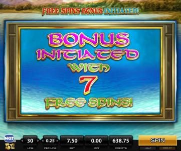 7 free spins awarded.