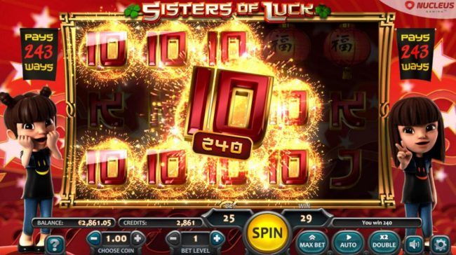 Winning 10 symbols pays a 240 jackpot