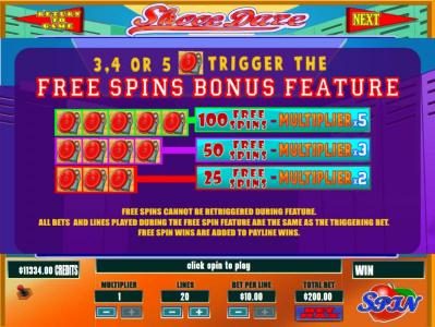 3, 4 or 5 Alarm Bell symbols trigger the Free Spins Bonus Feature