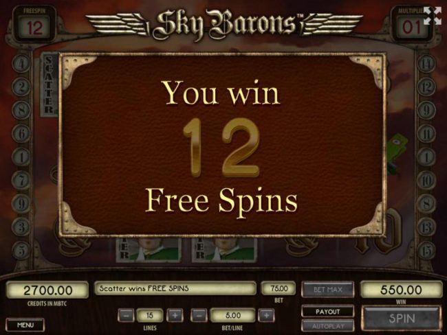 12 Free Spins awarded.