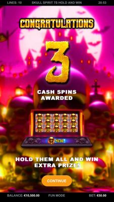 3 Free Spins Awarded