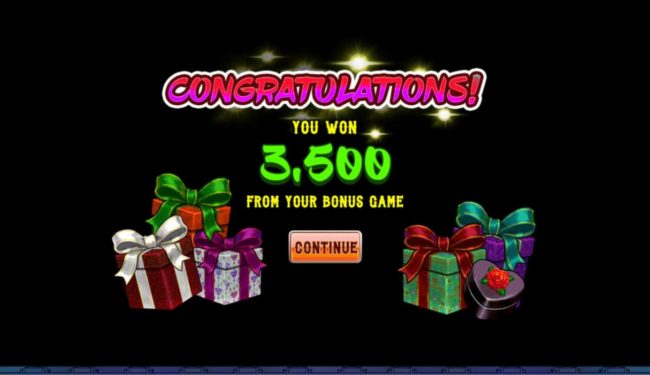 Total bonus game payout 3500 credits