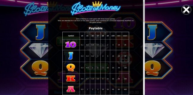 Low value game symbols paytable