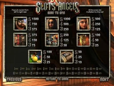 slot game symbols paytable and payline diagrams