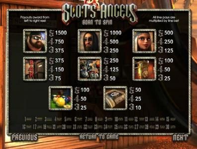 slot game symbols paytable and payline diagrams