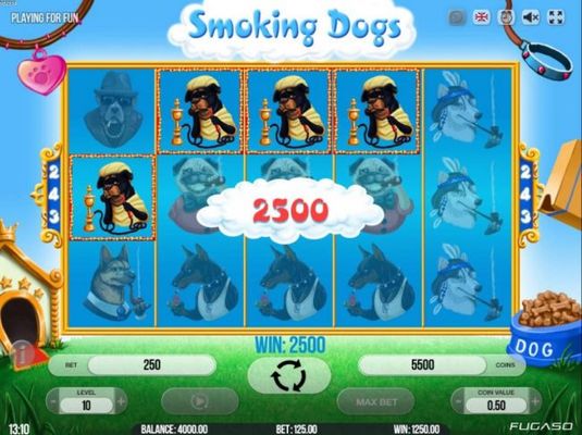 A 2500 coin jackpot awarded.