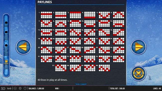 Paylines 1-40