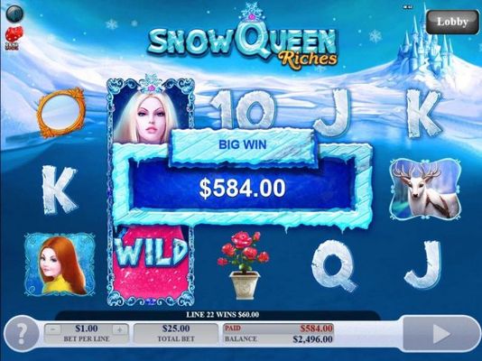Frozen Wild Feature pays out a total of 584.00
