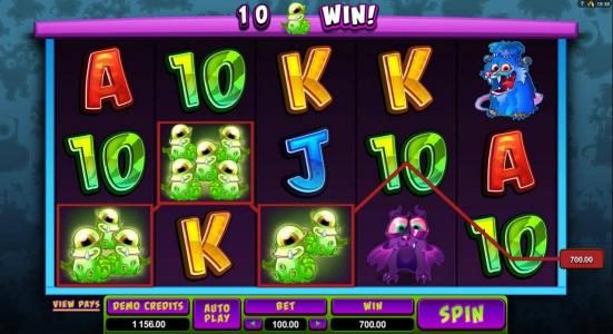 a $700 win triggered by a 10 split symbol win.