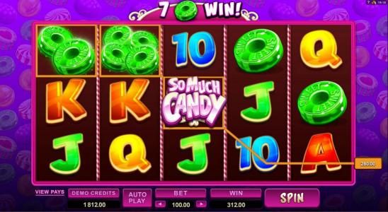 A split symbol win triggers a $280 payline win.