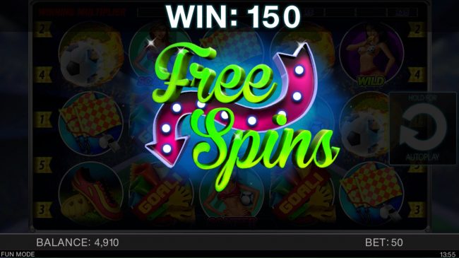 5 free spins awarded