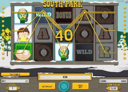 the terrance and phillip mini feature triggers a 40 coin jackpot