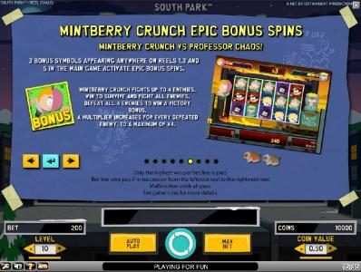 Mintberry Crunch Epic Bonus Spins Feature Rules