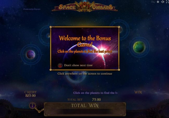 Welcome to the Bonus Game! Click on the planets to find the best prize!
