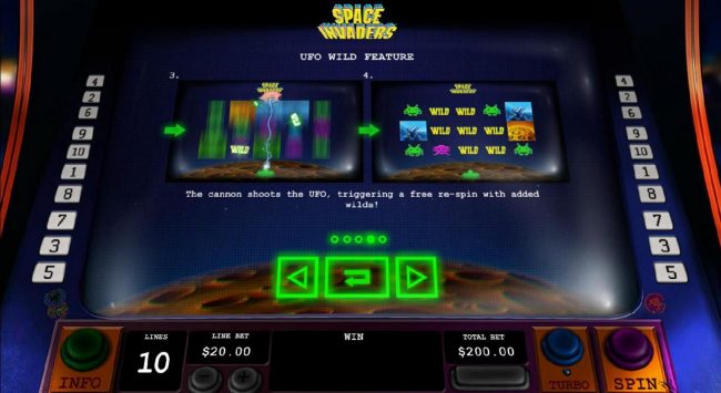 The Cannon shoots the UFO, triggering a free re-spin with added wilds.