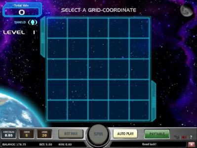 select a grid-coordinate to land your space ship