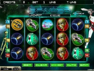 Main game board featuring five reels and 5 paylines with a $5,000 max payout