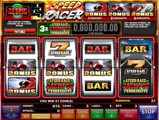 Bonus game can be triggered by either landing 3 bonus symbols on reels 1 - 3 or playing max bet and landing 1 bonus symbol on the 4th reel.