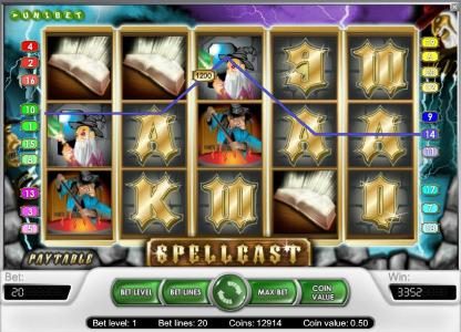 1200 coin jackpot awarded during free spins feature. a total of 3352 coins paid out during game feature