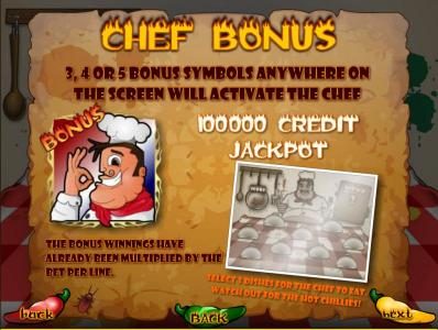 chef bonus feature rules and payout