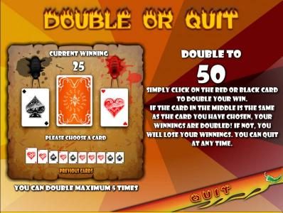 double or quit gamble feature game board