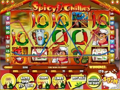 multiple winning paylines triggers a 170 coin payout