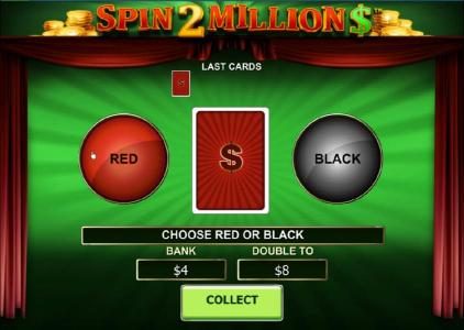 Double-Up feature game board - choose the correct color to increase your winnings