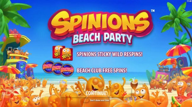 game features include Spinions Sticky Wild Respins! Beach Club Free Spins.