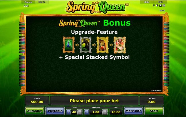 Spring Queen Bonus Upgrade-Feature + Special Stacked Symbol