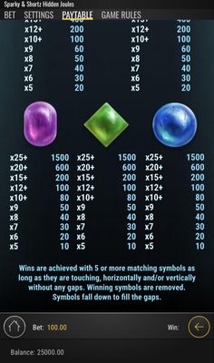 Low Value Symbols Paytable