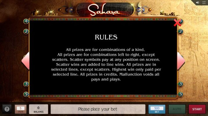 Sahara :: General Game Rules