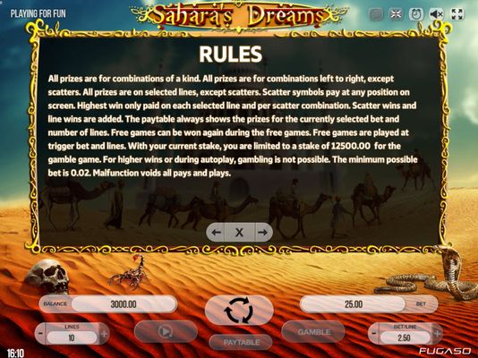 Sahara's Dreams :: General Game Rules