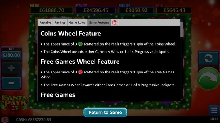 Coins Wheel Feature