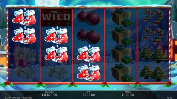 Santa Stacked Free Spins :: A three of a kind win