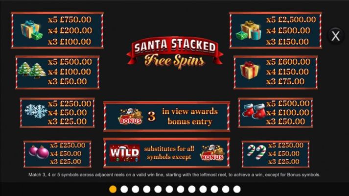 Santa Stacked Free Spins :: Paytable
