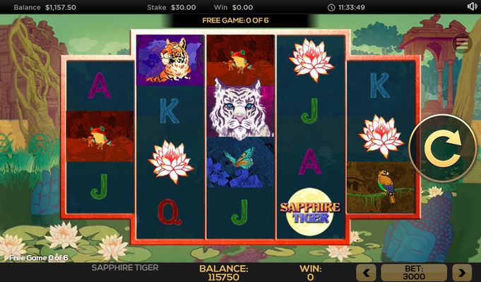 Sapphire Tiger :: Free Spins Game Board