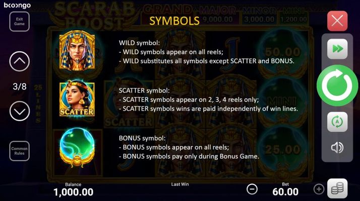 Scarab Boost Hold and Win :: Scatter Symbol Rules